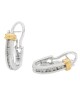 Diamond Fluted Accent Half Hoop Earrings in White and Yellow Gold